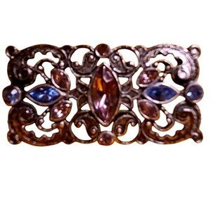 Perfect Silver Scrolled Pink and Blue Crystals! Lovely Vintage Find!